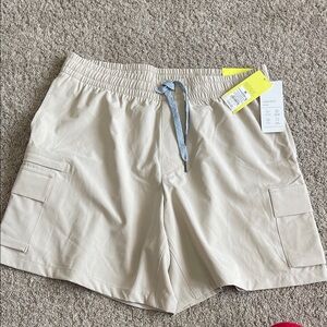 all in motion Men's Cream Cargo Shorts with Drawstring